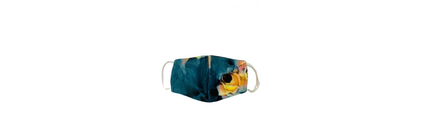 Cotton Fabric Designer Face Mask- Blue and Yellow